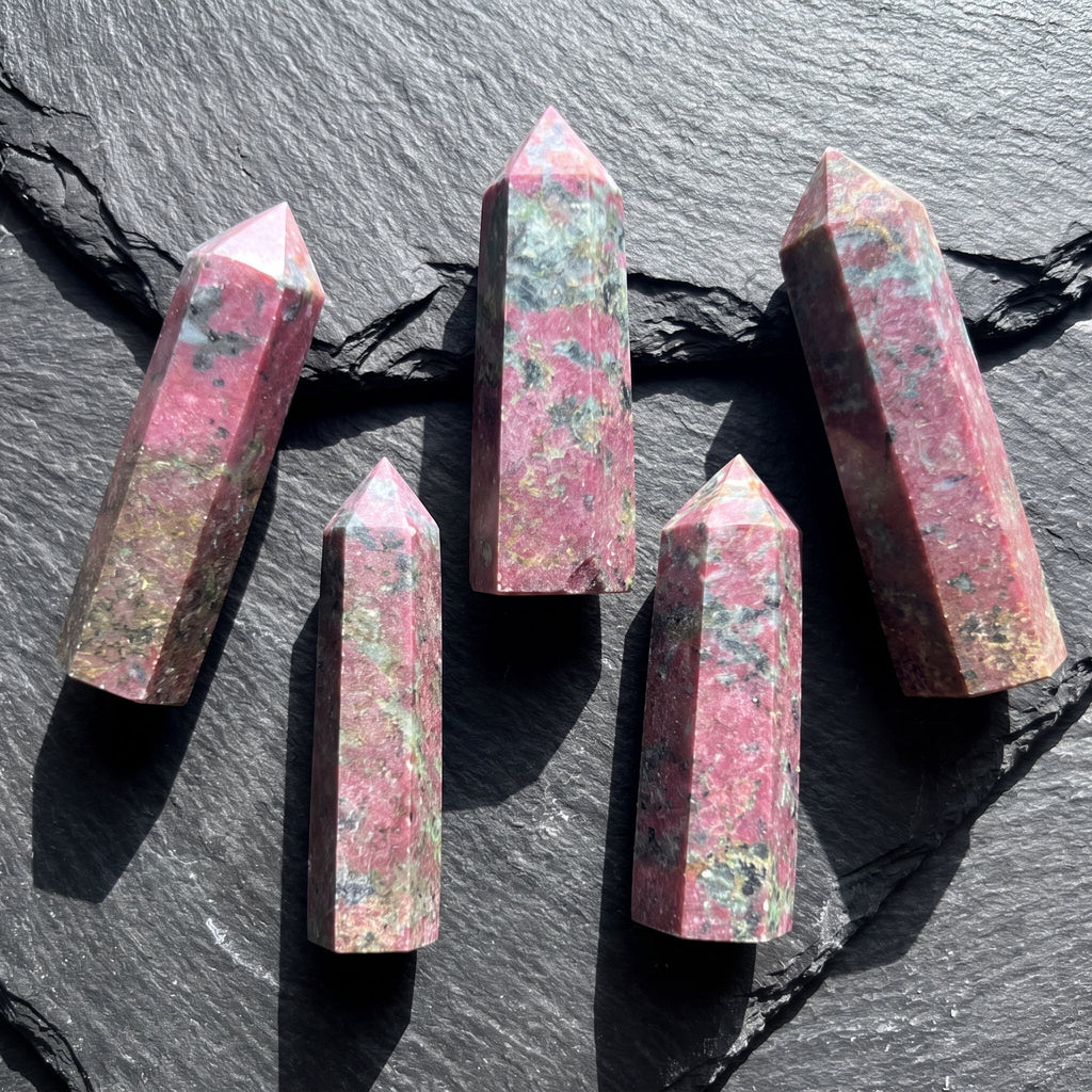 Red Ruby With Fuchsite Crystal Standing Tower Obelisk Point (UV Reactive) Carving Amazing Crystals