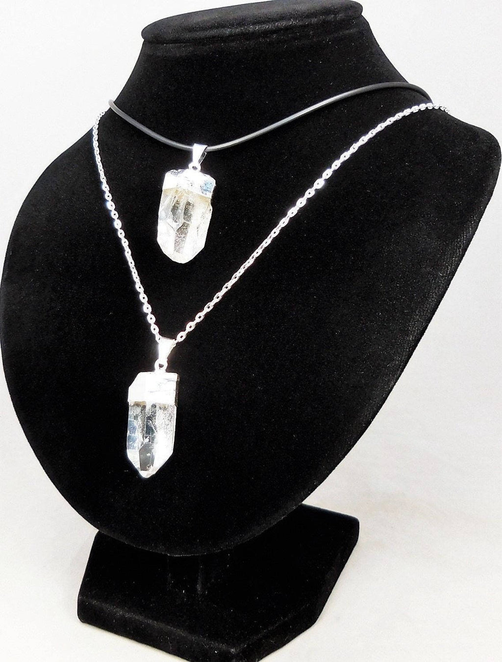 Quartz Crystal Point Pendant (Silver Plated) Gemstone Jewelry Necklace Charm Supply Amazing Crystals