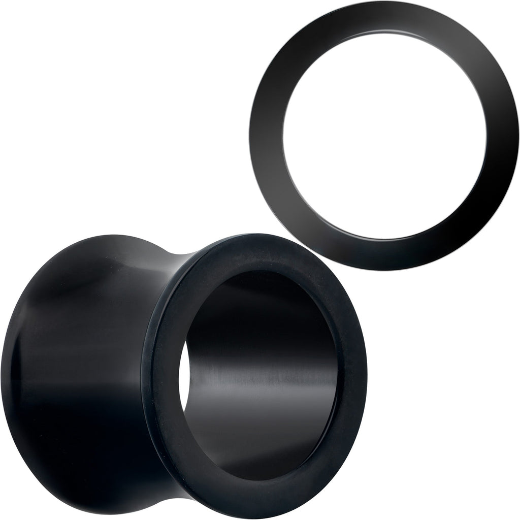 Black Hand Polished Double Flare Tunnel Plug Set 6mm to 25mm BodyCandy