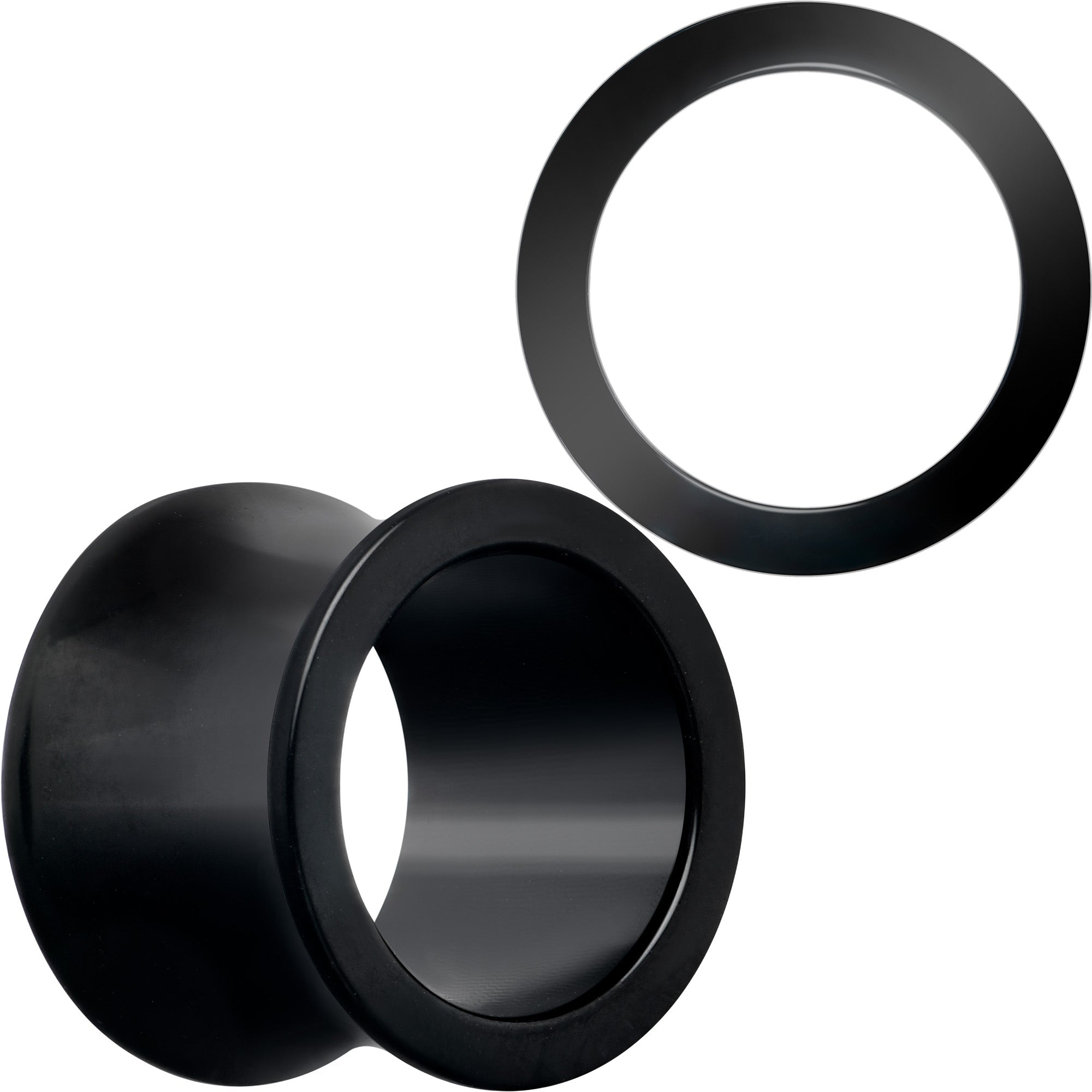 Black Hand Polished Double Flare Tunnel Plug Set 6mm to 25mm BodyCandy
