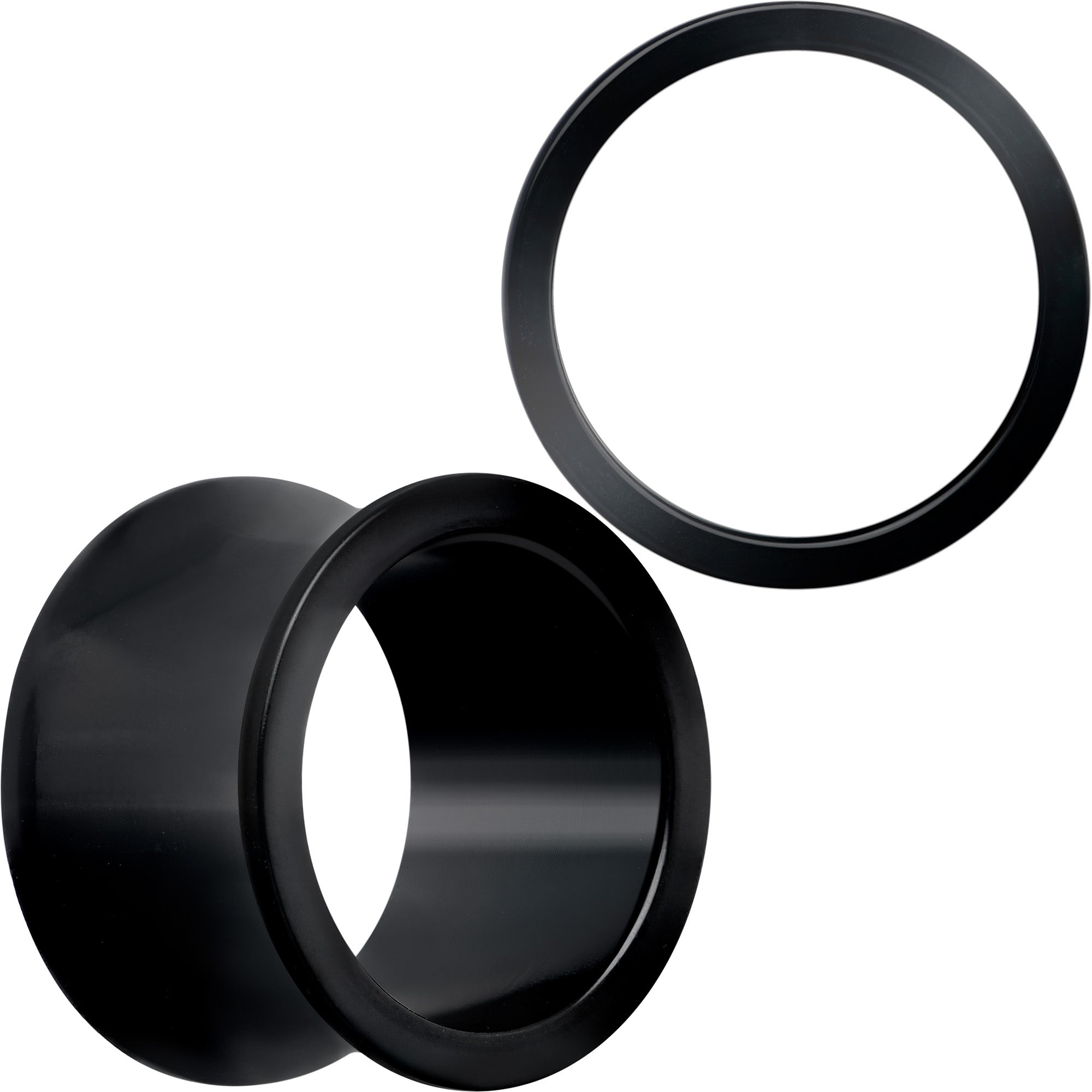 Black Hand Polished Double Flare Tunnel Plug Set 6mm to 25mm BodyCandy