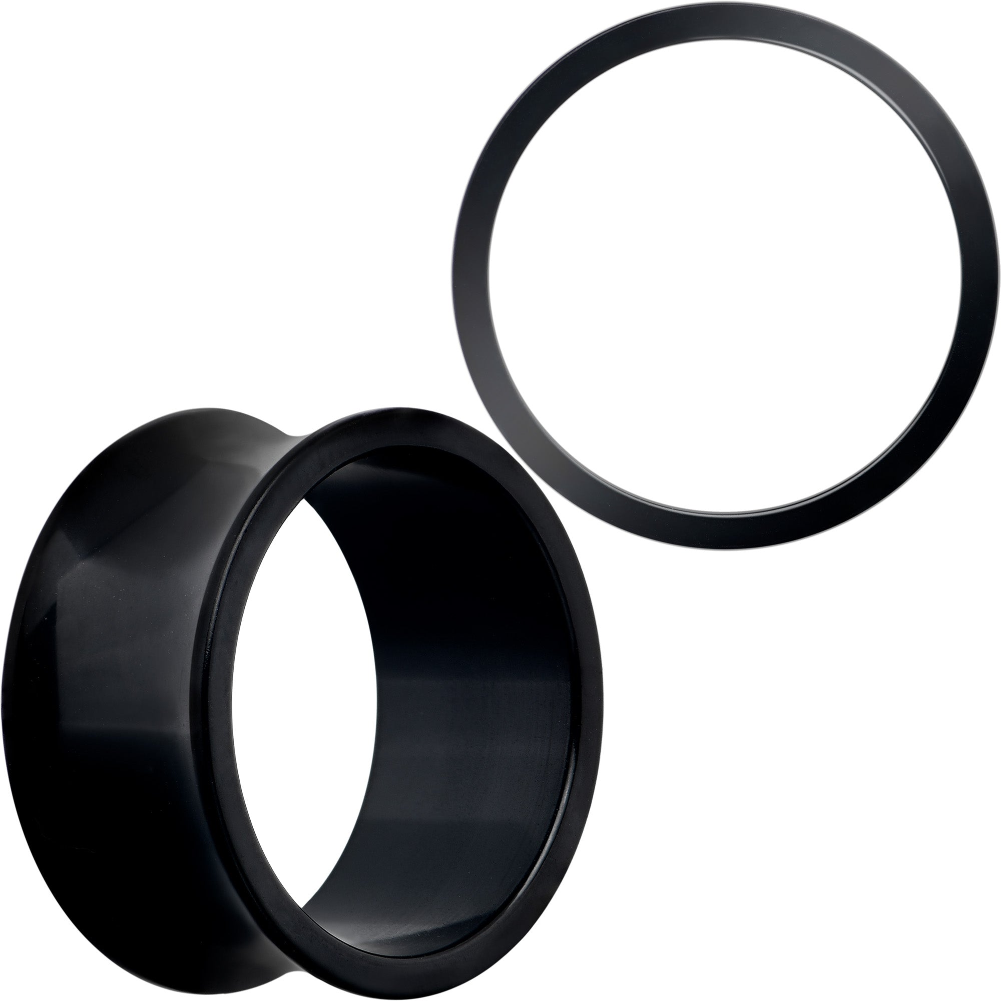 Black Hand Polished Double Flare Tunnel Plug Set 6mm to 25mm BodyCandy