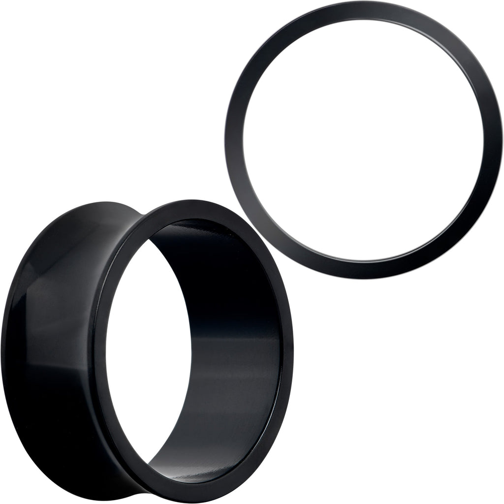 Black Hand Polished Double Flare Tunnel Plug Set 6mm to 25mm BodyCandy