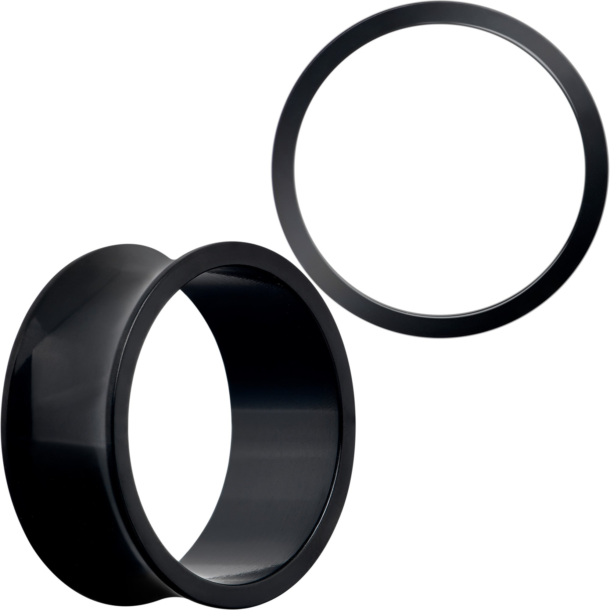 Black Hand Polished Double Flare Tunnel Plug Set 6mm to 25mm BodyCandy