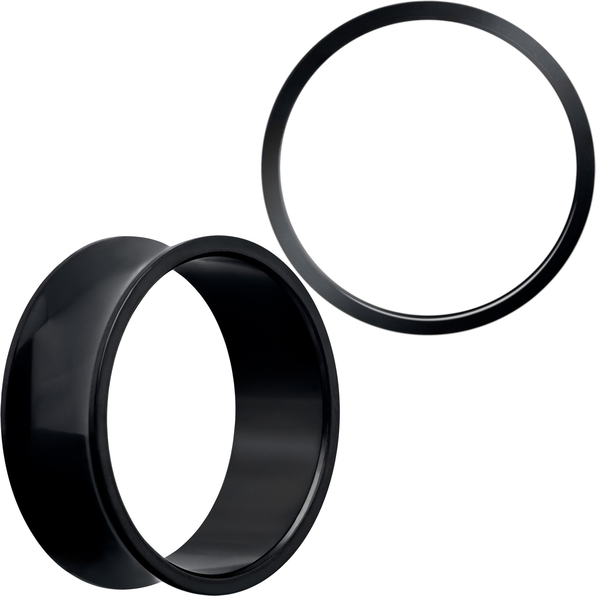 Black Hand Polished Double Flare Tunnel Plug Set 6mm to 25mm BodyCandy
