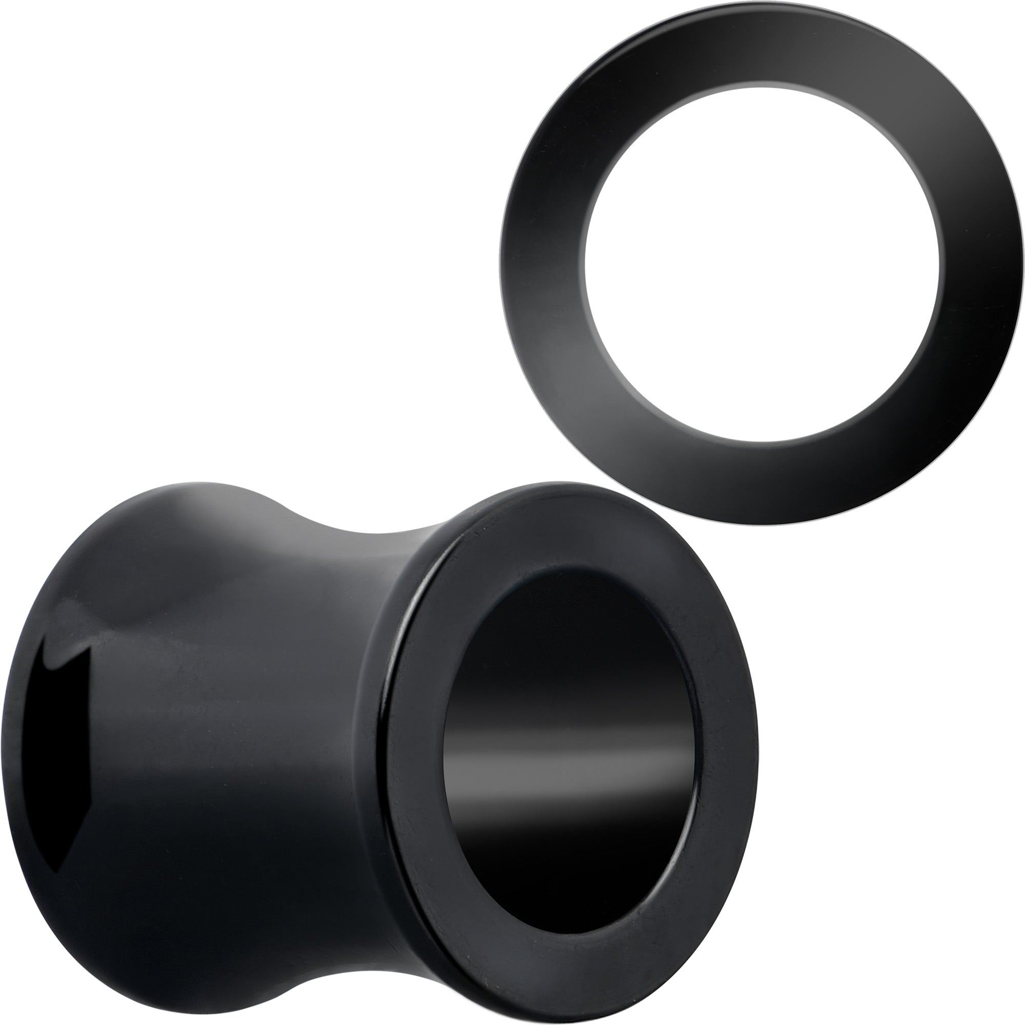 Black Hand Polished Double Flare Tunnel Plug Set 6mm to 25mm BodyCandy