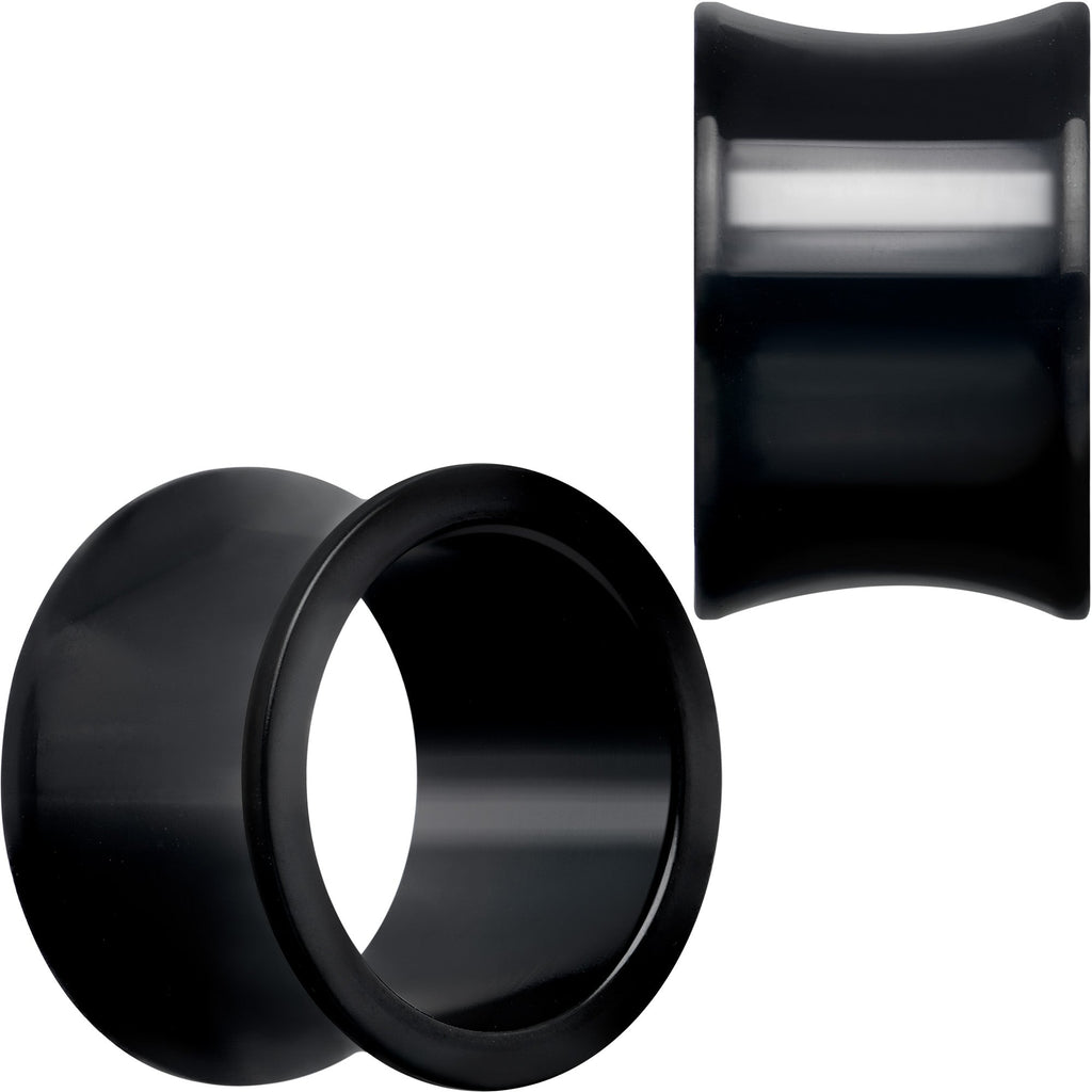 Black Hand Polished Double Flare Tunnel Plug Set 6mm to 25mm BodyCandy