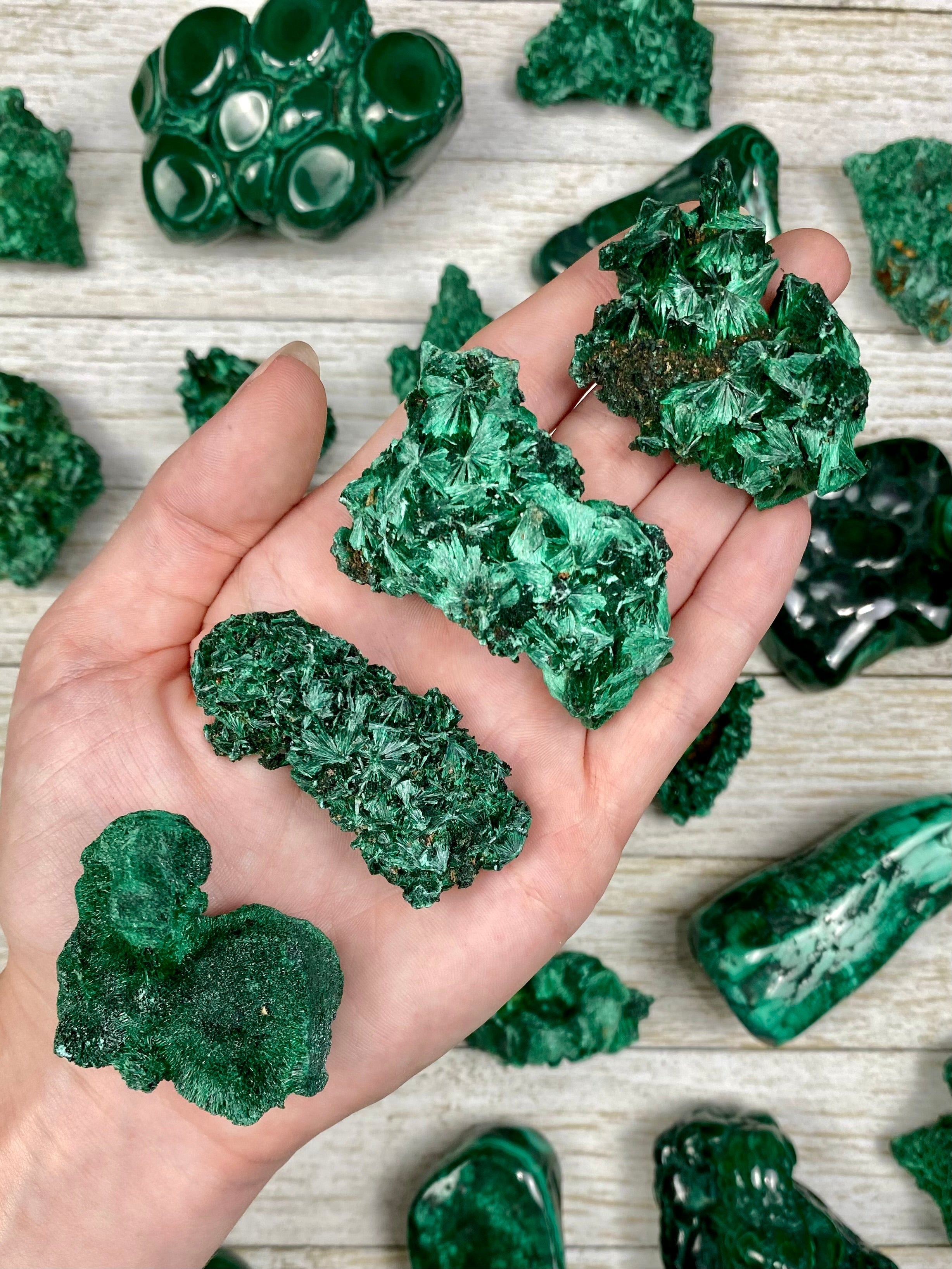 Raw Fibrous Malachite Cluster | Green Copper Based Crystal Curious Muse Crystals