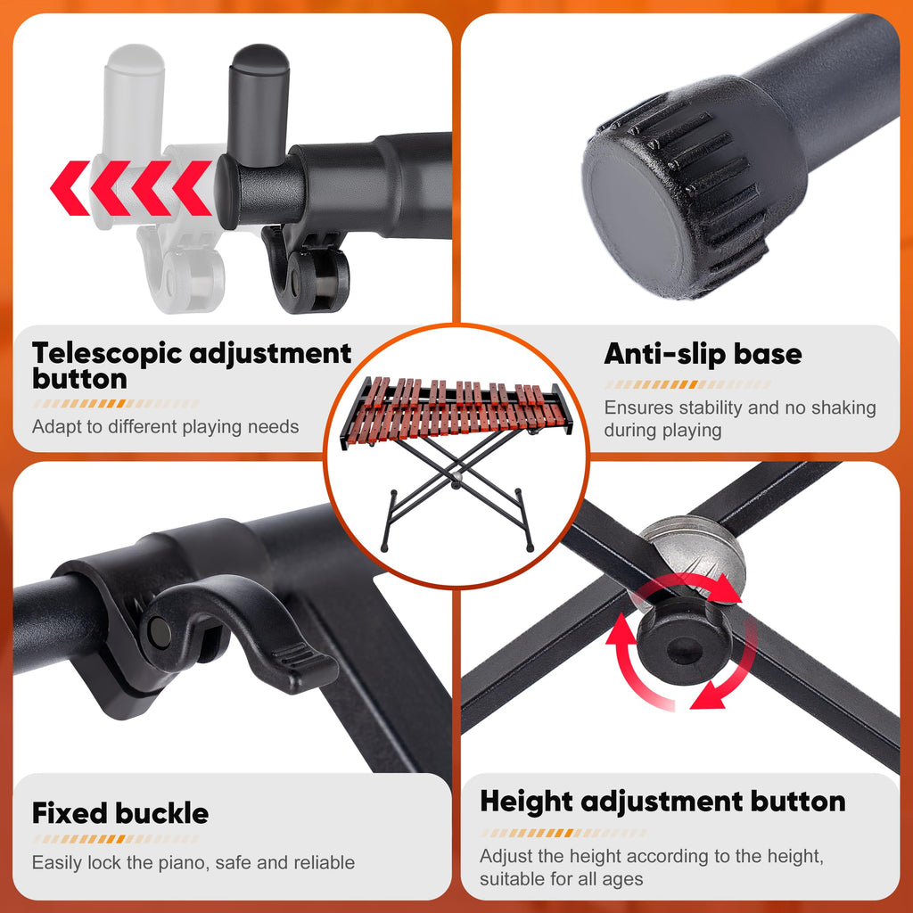 37 Note Xylophone Professional Wooden Glockenspiel Xylophone With Height Adjustable Stand,4 Mallets,Hand Bell and Carry Bag (40.6 inch) MindFreakArtistry