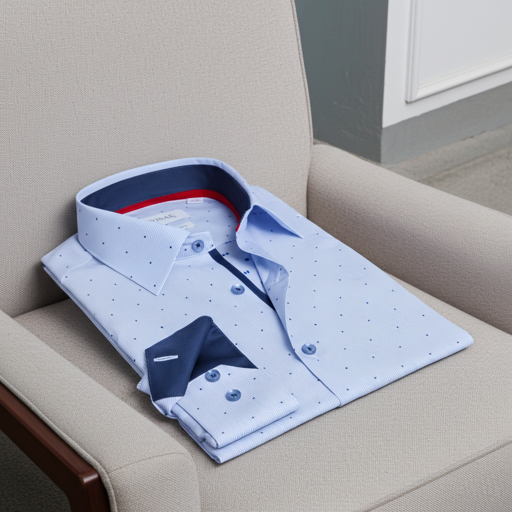 Jordan Button-Up Shirt With Contrast Details // Navy Stripe // Contemporary Fit (Regular) LEVINAS® Official