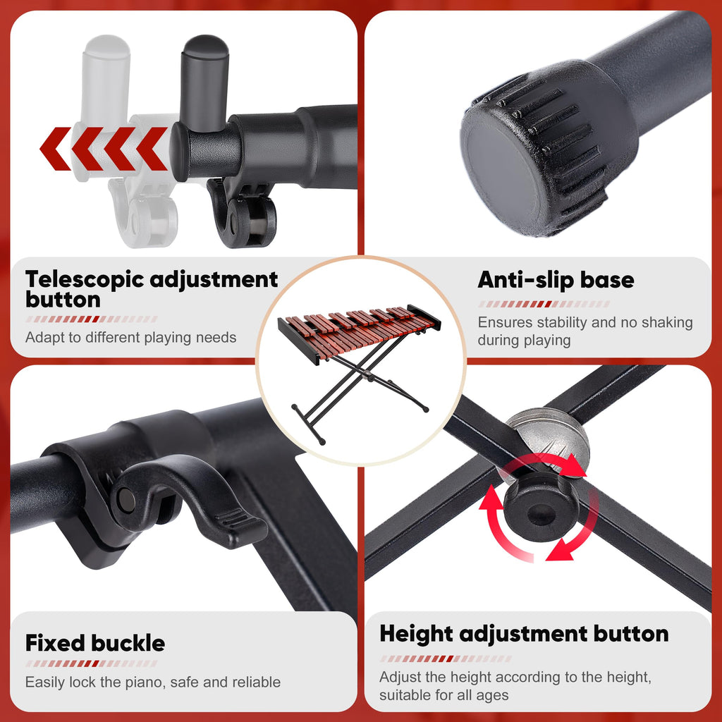 37 Note Xylophone Professional Wooden Glockenspiel Xylophone With Height Adjustable Stand,4 Mallets,Hand Bell and Carry Bag (40.6 inch) MindFreakArtistry