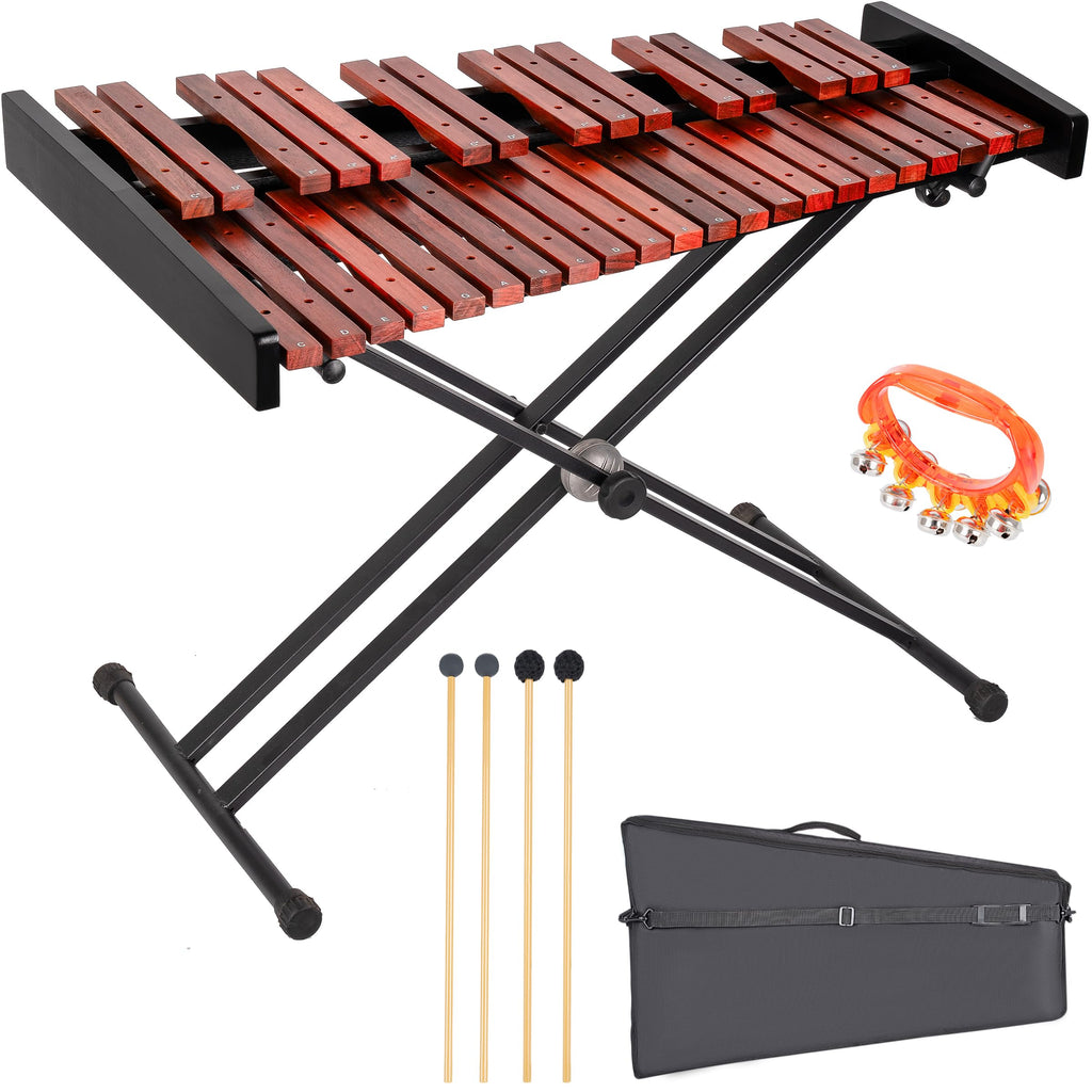37 Note Xylophone Professional Wooden Glockenspiel Xylophone With Height Adjustable Stand,4 Mallets,Hand Bell and Carry Bag (40.6 inch) MindFreakArtistry