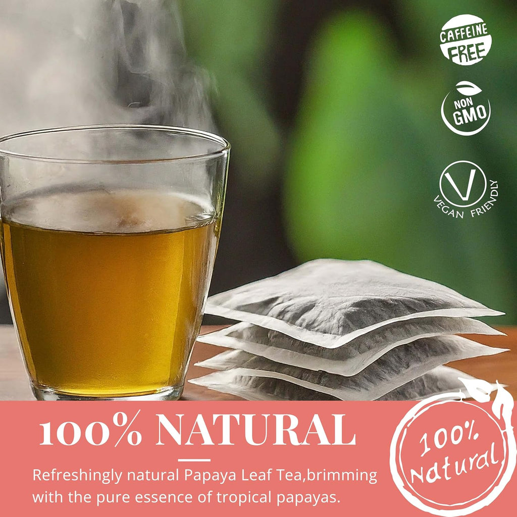 Akshit 75 Papaya Leaf Tea Bags (Té de hojas de papaya )– Caffeine-Free Herbal Support for Immunity & Digestion, Stress Relieving & Energy Tea. Akshit