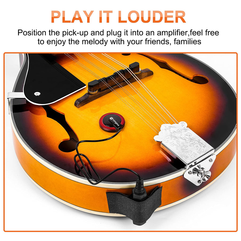 Vangoa Mandolin Musical Instrument A Style, Acoustic Mandolin Instrument Kit Italian 8 String for Professional Beginners Adults Teens Youth Kids, Sunburst, Glossy MindFreakArtistry