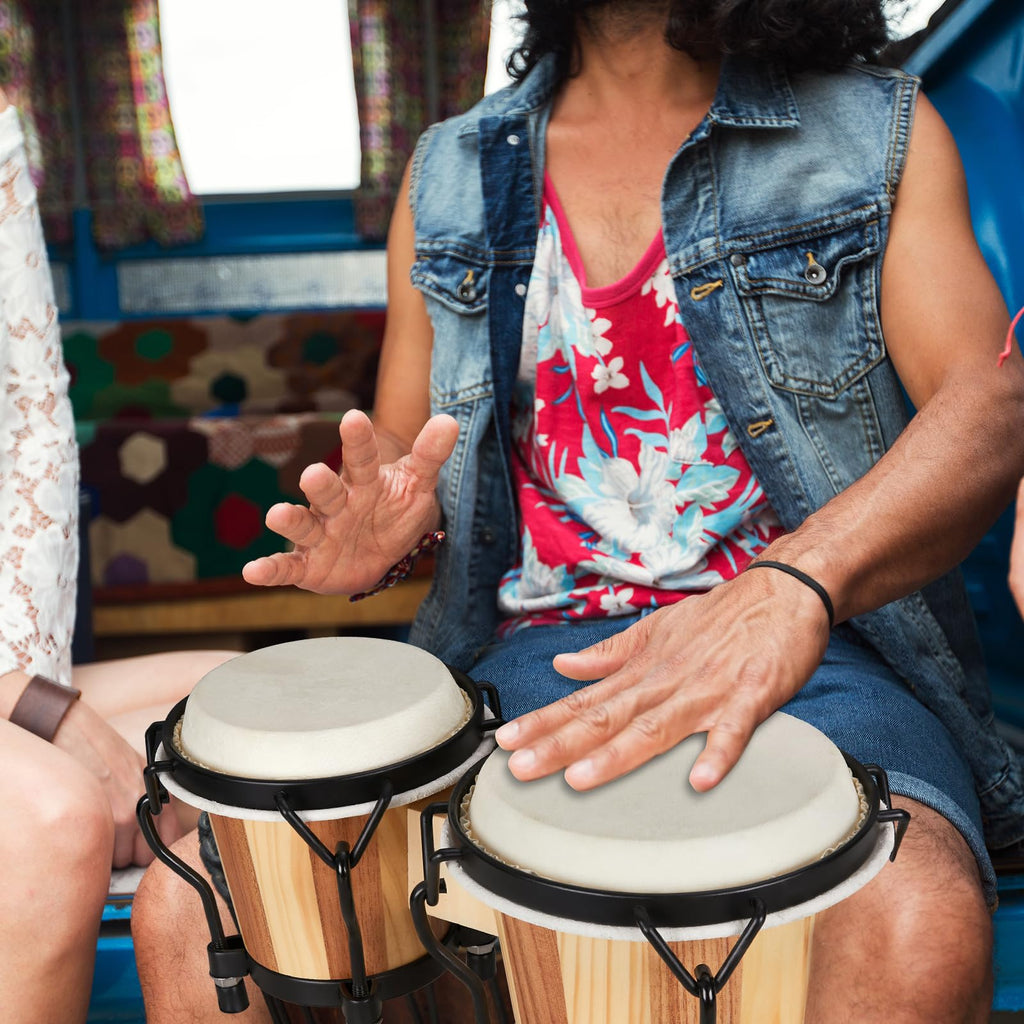 MUSICUBE Bongo Drum Set, 6” and 7” Percussion Instrument, Wooden and Metal Drum for Adult Kids Beginners Professionals with Tuning Wrench MindFreakArtistry