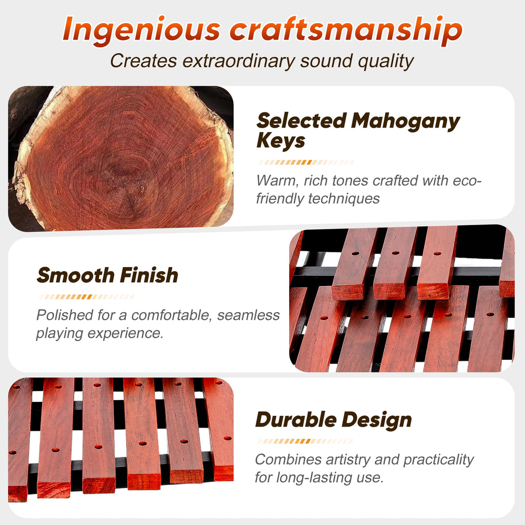 37 Note Xylophone Professional Wooden Glockenspiel Xylophone With Height Adjustable Stand,4 Mallets,Hand Bell and Carry Bag (40.6 inch) MindFreakArtistry