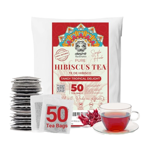 Hibiscus Tea Bags – 50 Count | Caffeine-Free Herbal Tea Akshit