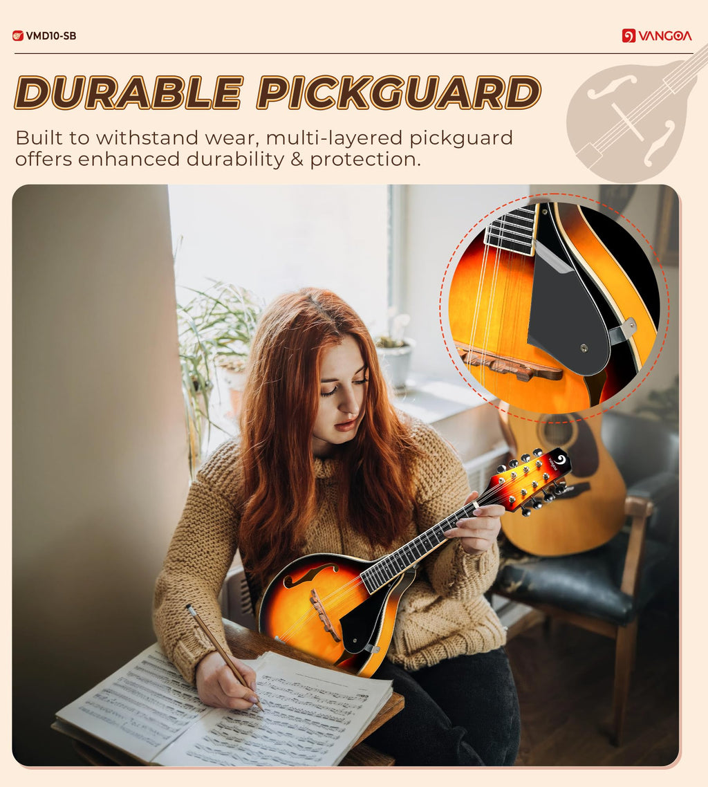 Vangoa Mandolin Musical Instrument A Style, Acoustic Mandolin Instrument Kit Italian 8 String for Professional Beginners Adults Teens Youth Kids, Sunburst, Glossy MindFreakArtistry