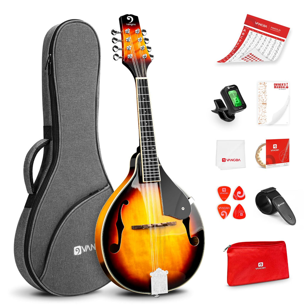Vangoa Mandolin Musical Instrument A Style, Acoustic Mandolin Instrument Kit Italian 8 String for Professional Beginners Adults Teens Youth Kids, Sunburst, Glossy MindFreakArtistry
