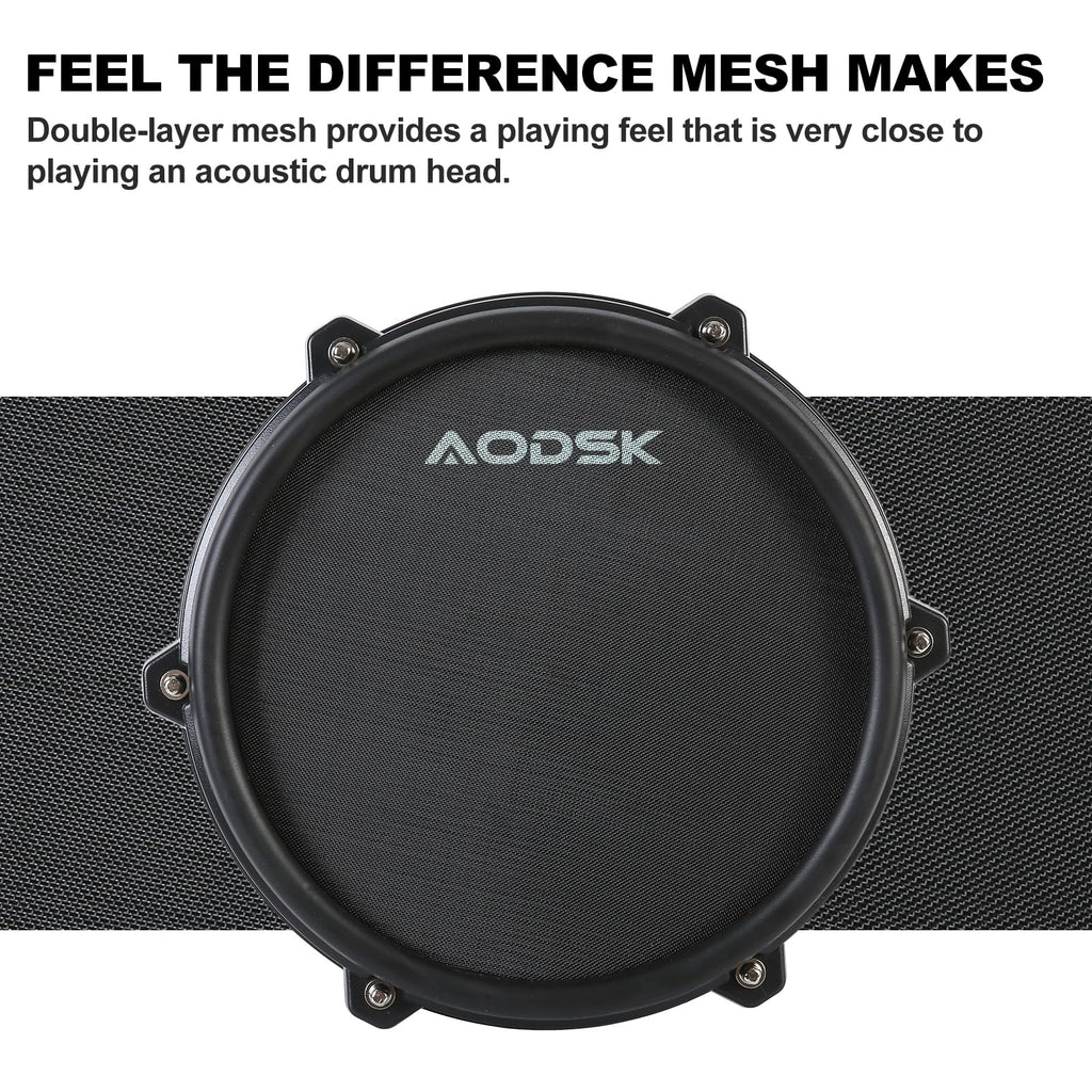 AODSK Electric Drum Set with Quiet Mesh Pads,Electronic Drum for Beginner,USB MIDI,Throne,Headphones,Sticks, Included 15 Kits and 195 Sounds (AED-403-Teenagers Beginners) MindFreakArtistry
