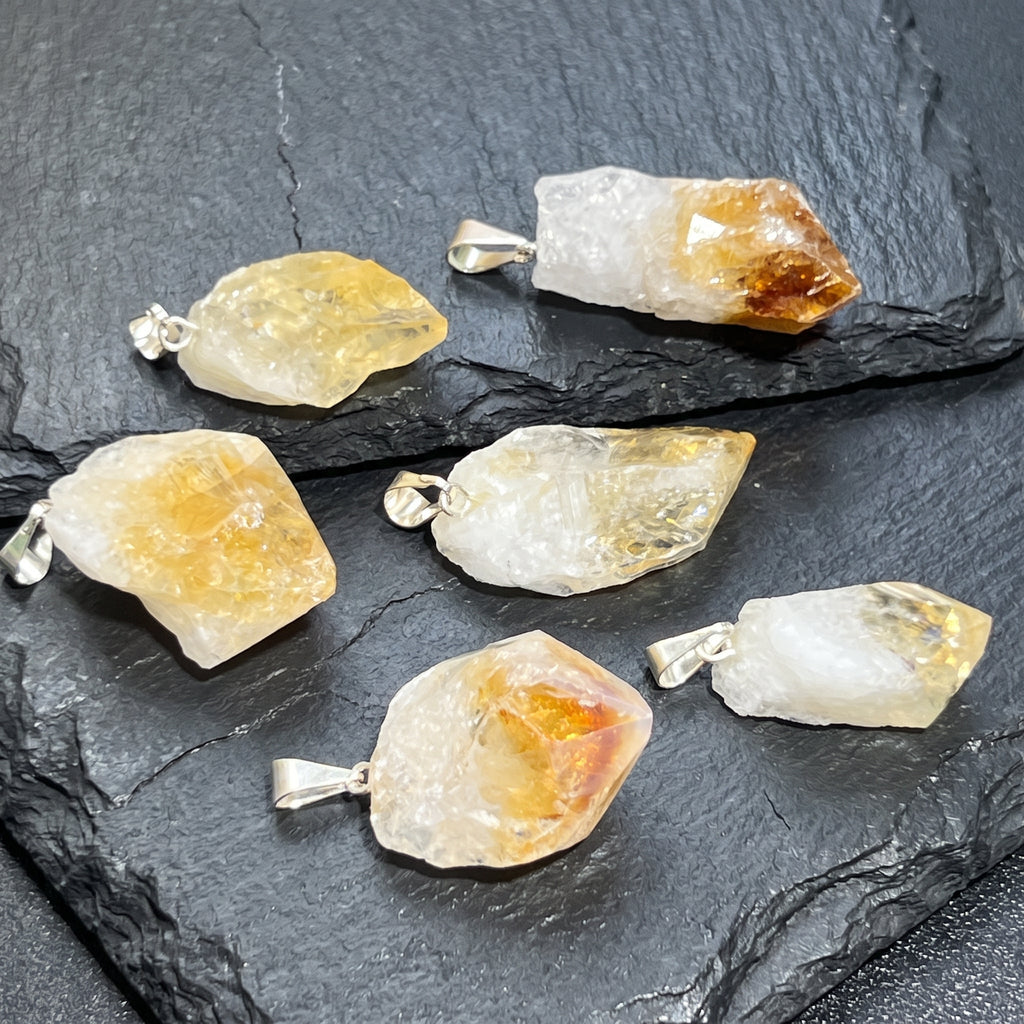 Citrine Crystal Point Pendant (Silver Bail) Amazing Crystals