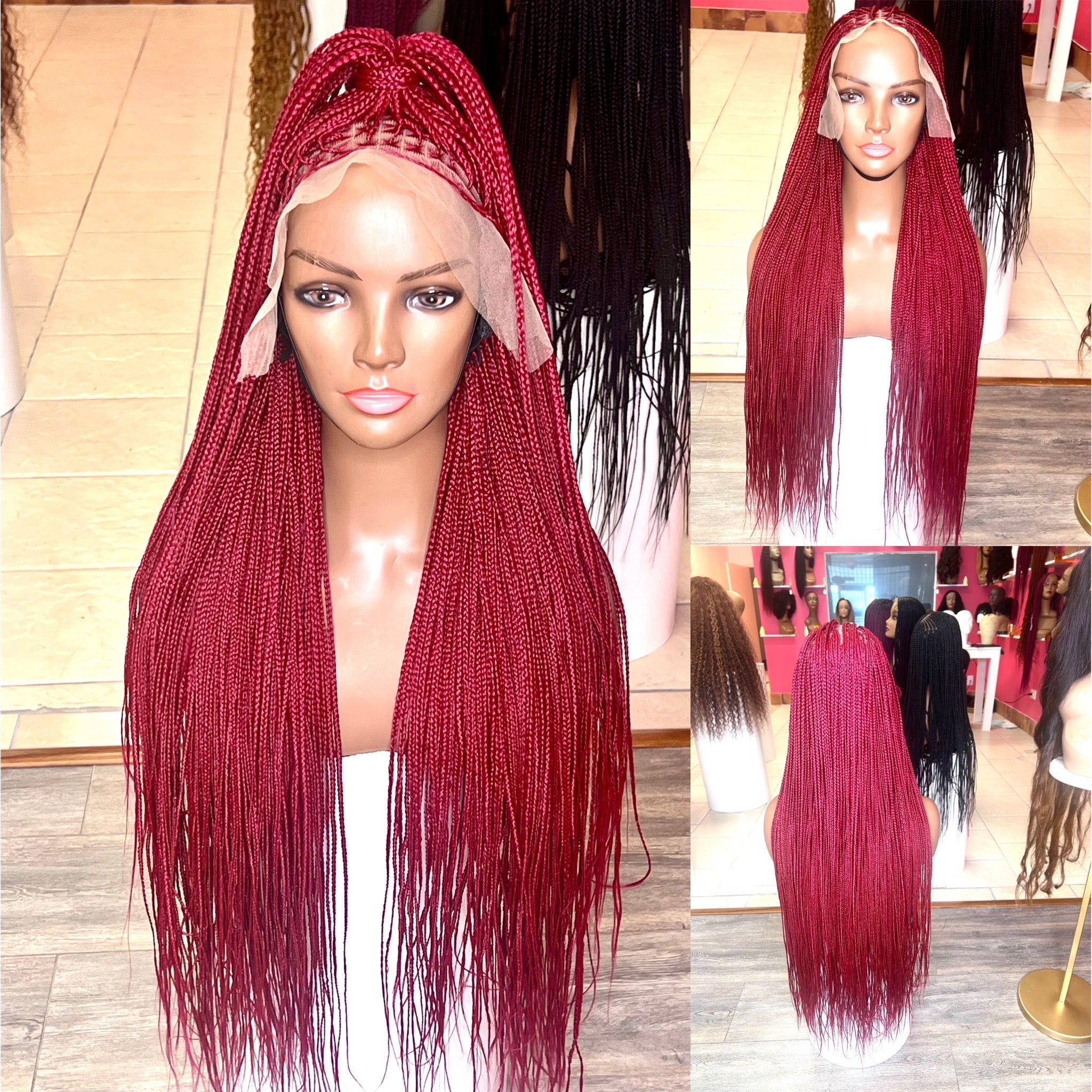 Burgundy Knotless box braided wig HOL stores