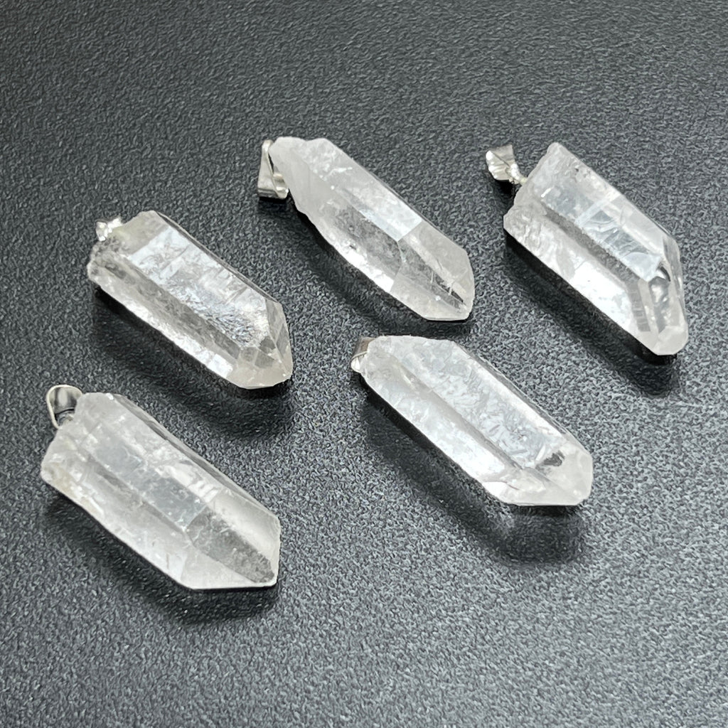Raw Quartz Crystal Pendant Point Pendant Silver Necklace Charm Gemstone Amazing Crystals