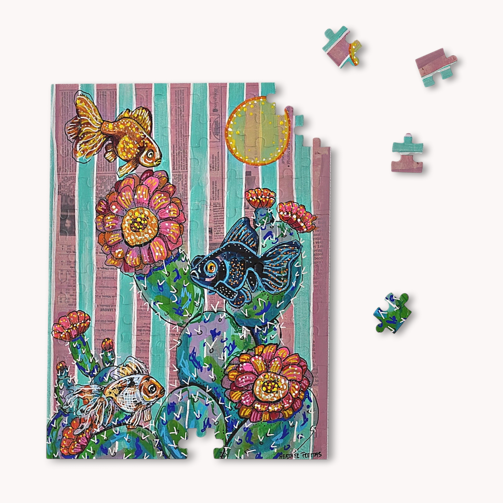 Cactus Goldfish Fine Art Puzzle Heather Freitas