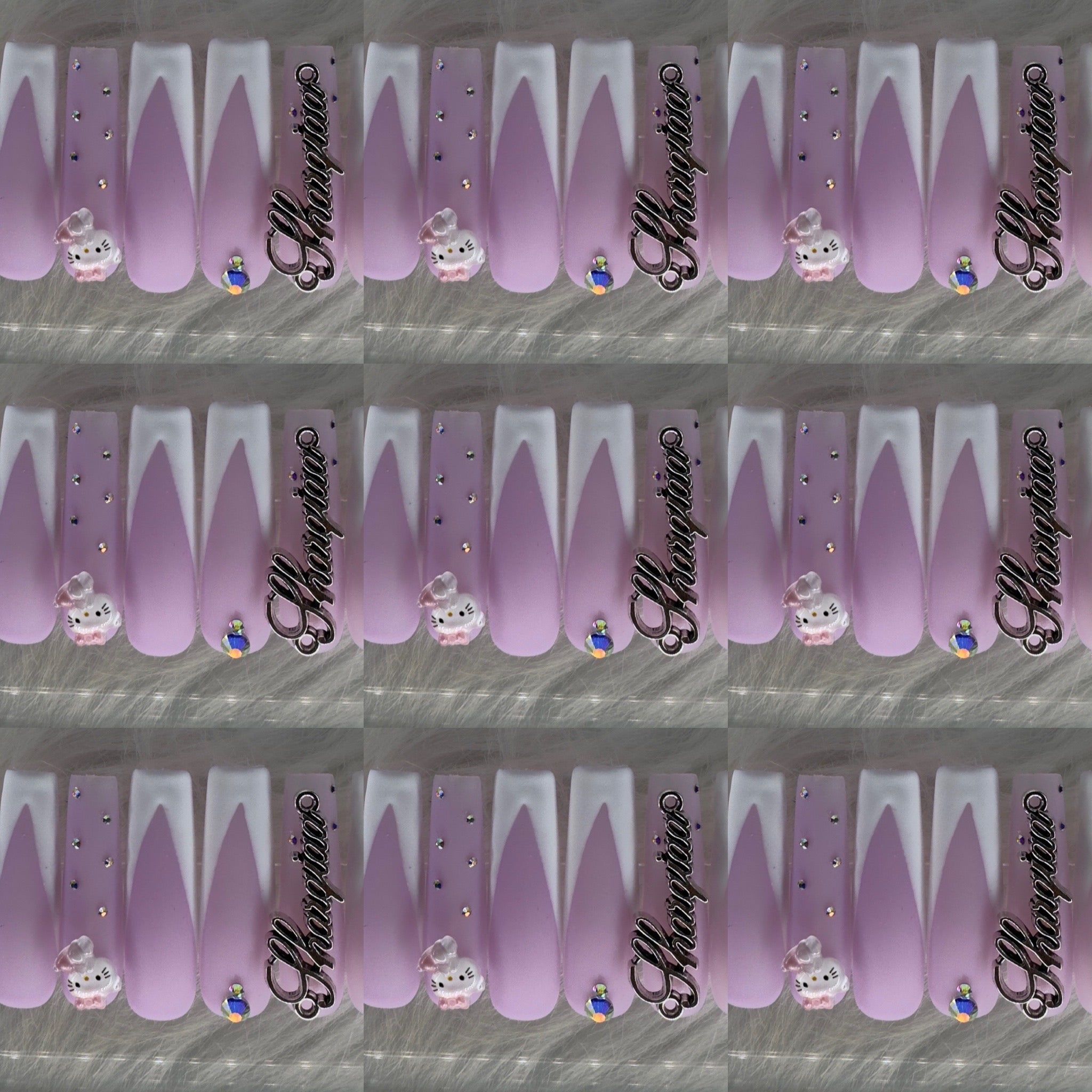 Purple and white long acrylic nails HOL stores