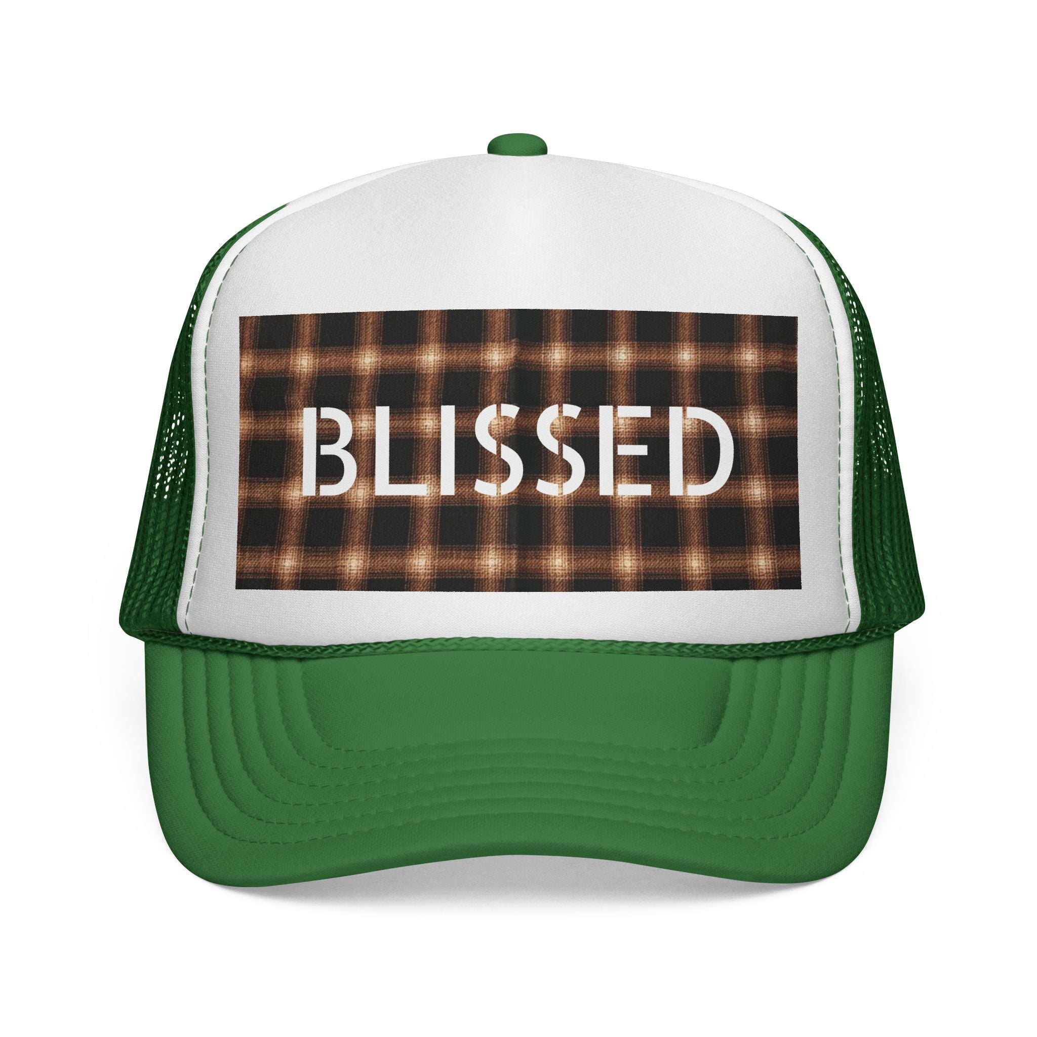 Blissed Plaid Trucker Cap The Vibez Shop