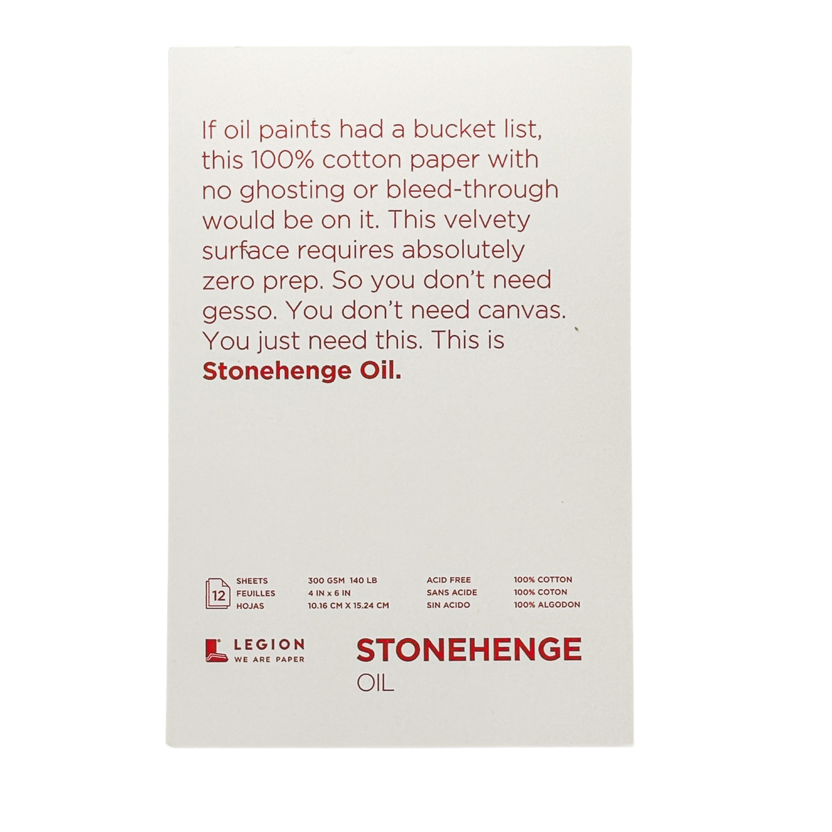 Stonehenge Artist Oil Paper Pad, White 4x6 (12 Sheets) ShopSketchBox
