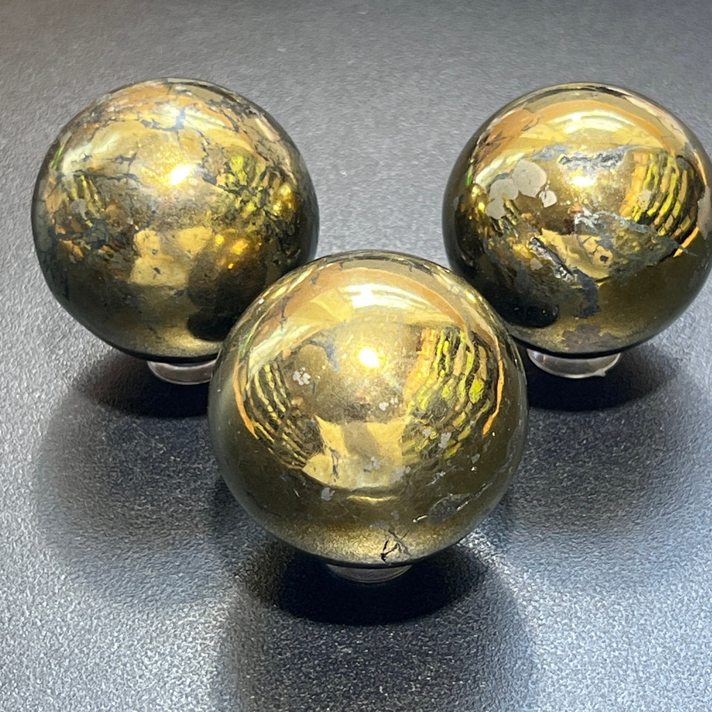 Golden Chalcopyrite Sphere Polished Crystal Orb Polished Shiny Gold Carving Gemstone Decor Supply Amazing Crystals