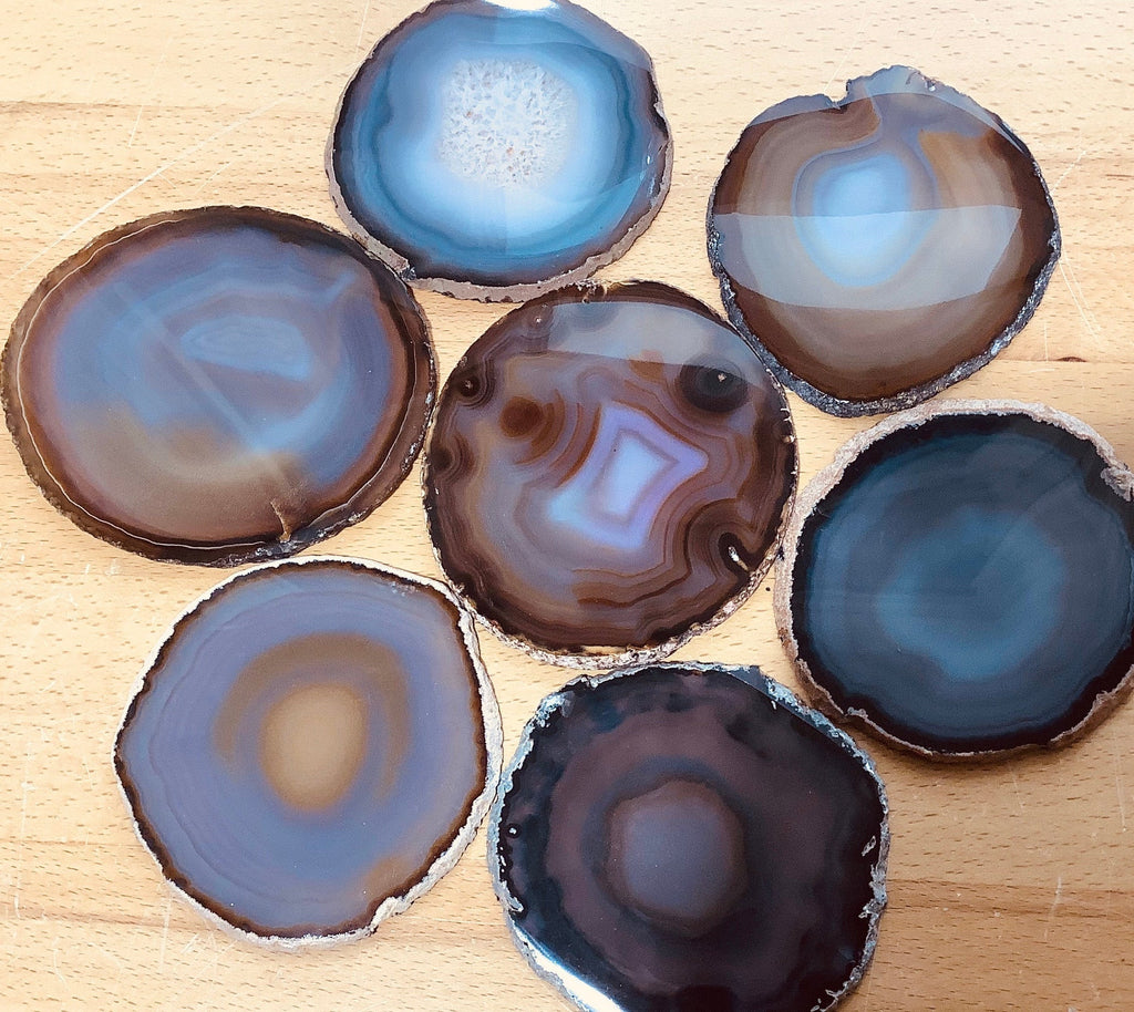 Large Polished Agate Slice (5 - 6 Inches) Size#6 Grade A Round Natural Crystal Escort Place Card Coaster Amazing Crystals