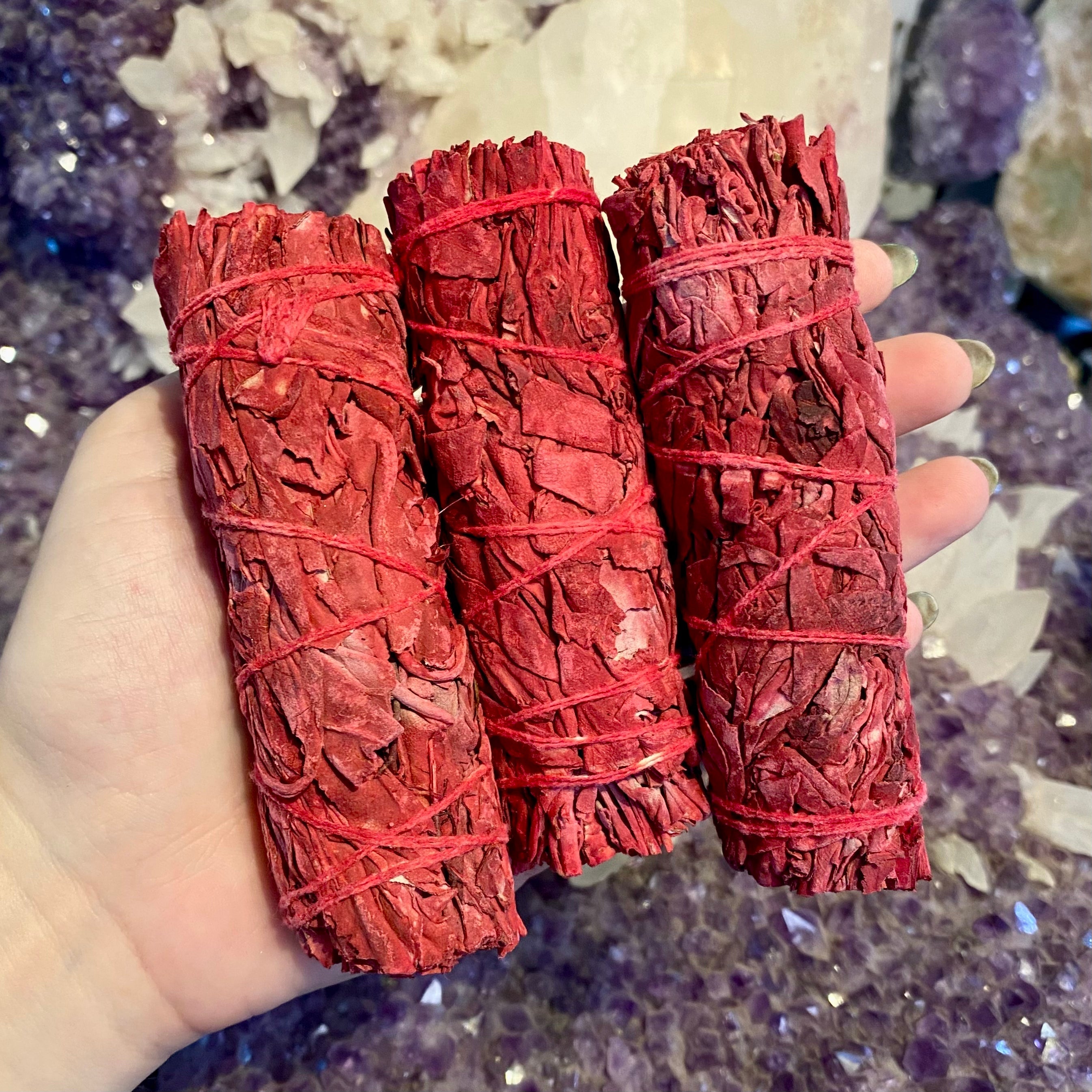 Dragon's blood on White Sage Bundle | Protection & Transformation Curious Muse Crystals