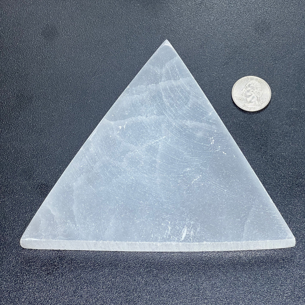 Selenite Satin Spar Crystal Triangle Plate Carving (6 inch) Amazing Crystals