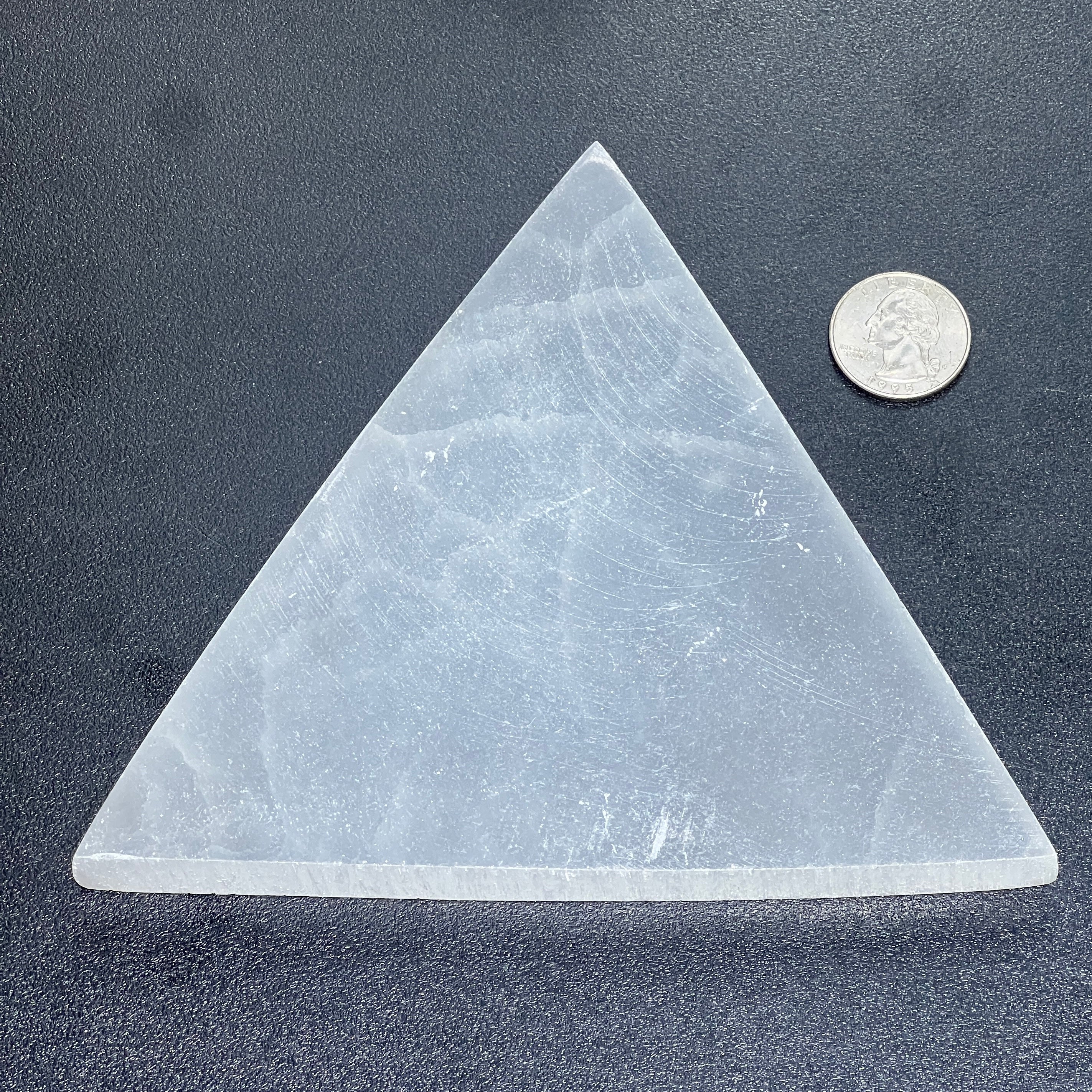Selenite Satin Spar Crystal Triangle Plate Carving (6 inch) Amazing Crystals
