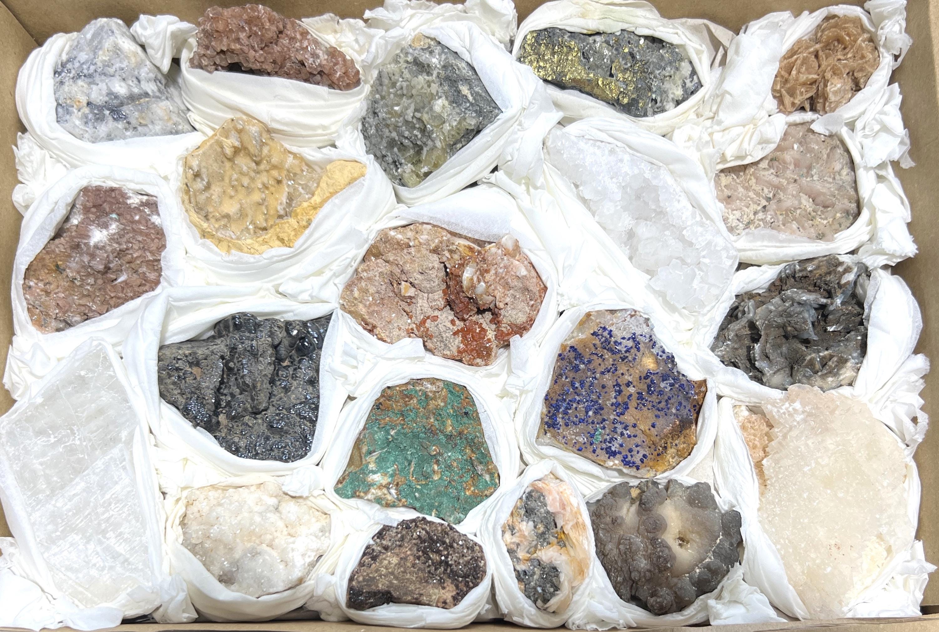 Morocco Mixed Minerals Crystal Druzy Collection Large Boxed Flat Wholesale Amazing Crystals