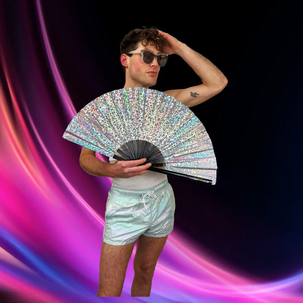 Discoteca Metallic Reflective Hand Fan The Gay Fan Club