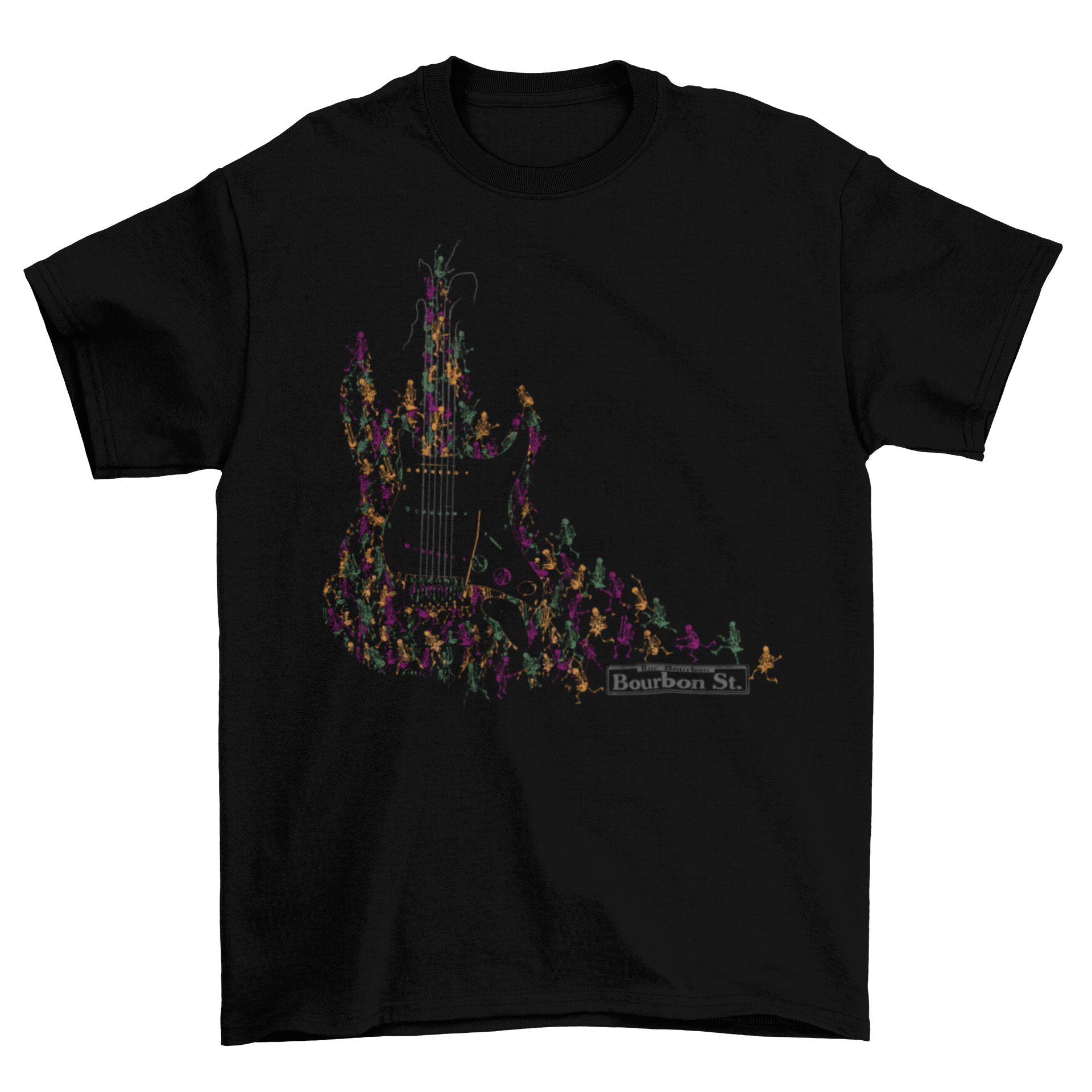 Bourbon St Skeleton Guitar T-Shirt Taboo