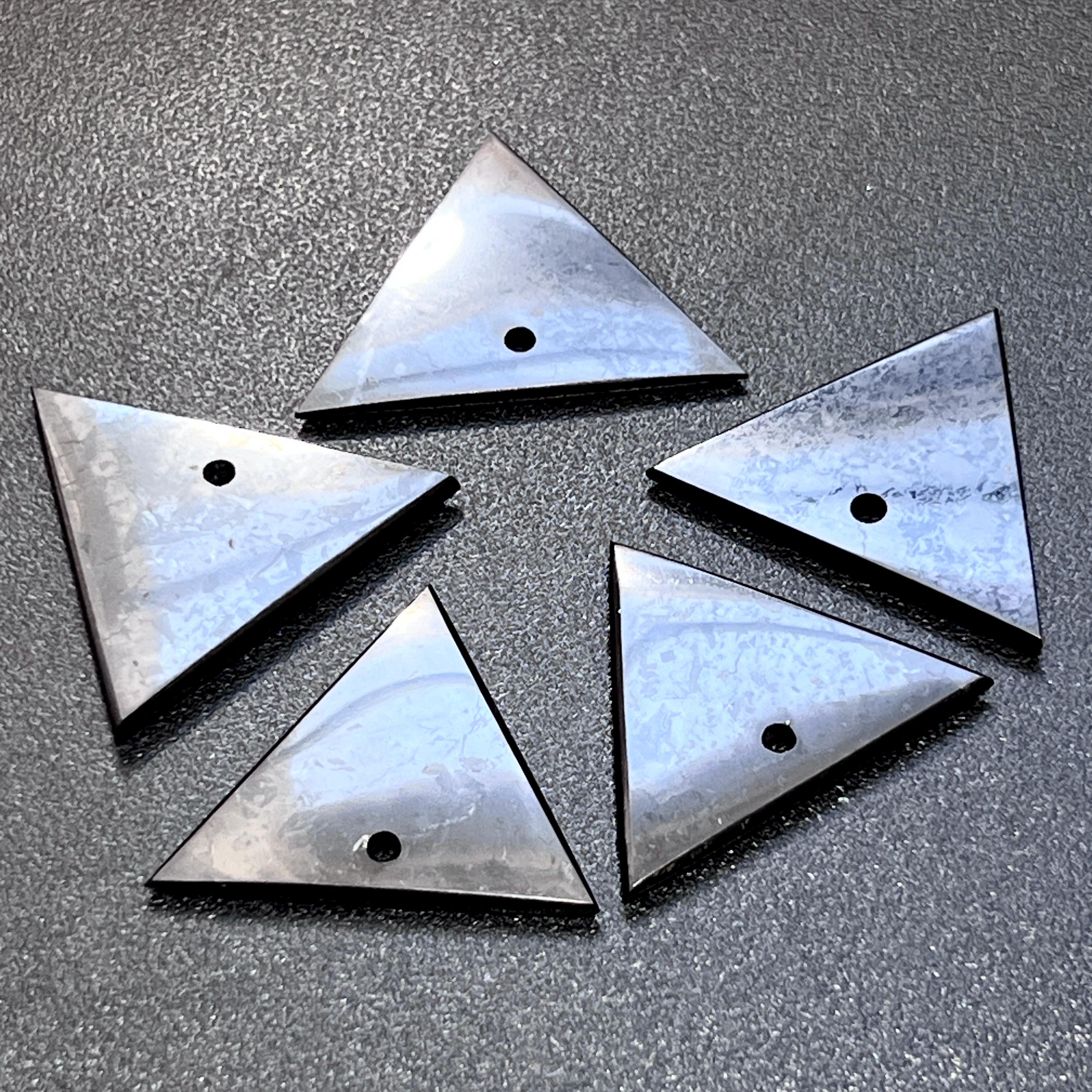 Black Shungite Triangle Drilled Beads Pendant Gemstone Jewelry Necklace Supply Amazing Crystals