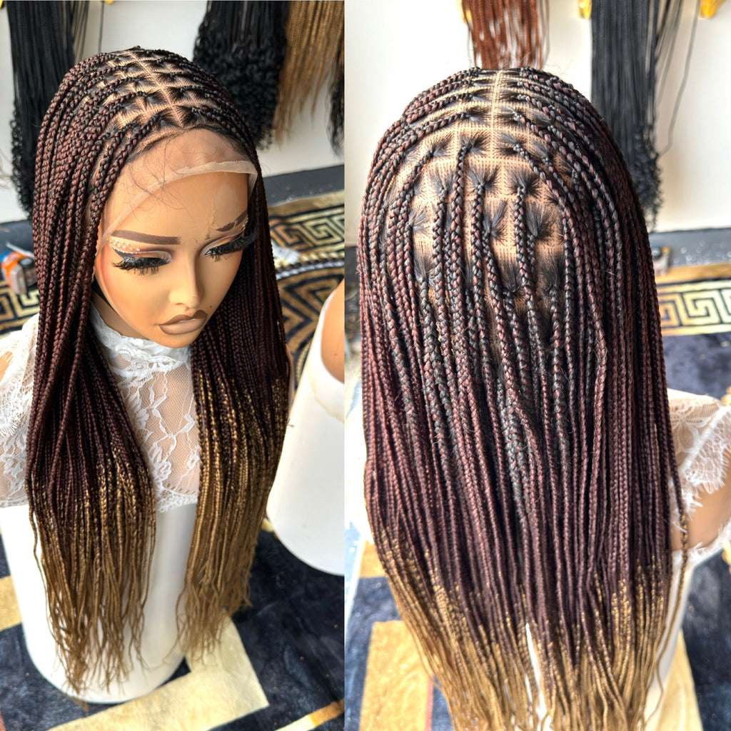 Black with brown tips 20inches knotless braids HOL stores