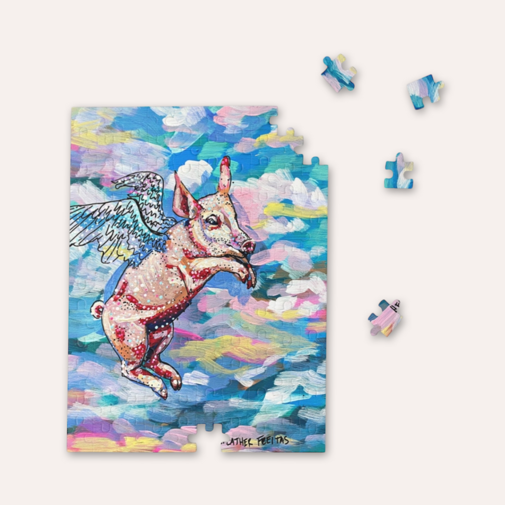 Pastel Flying Pig Puzzle ( 120 - 500 Piece ) Heather Freitas