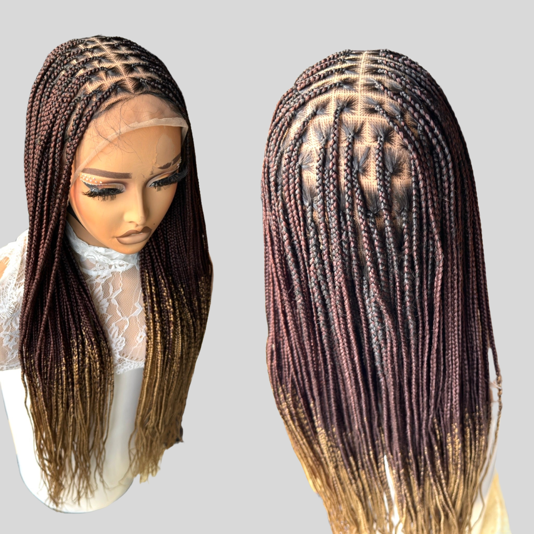 Black with brown tips 20inches knotless braids HOL stores