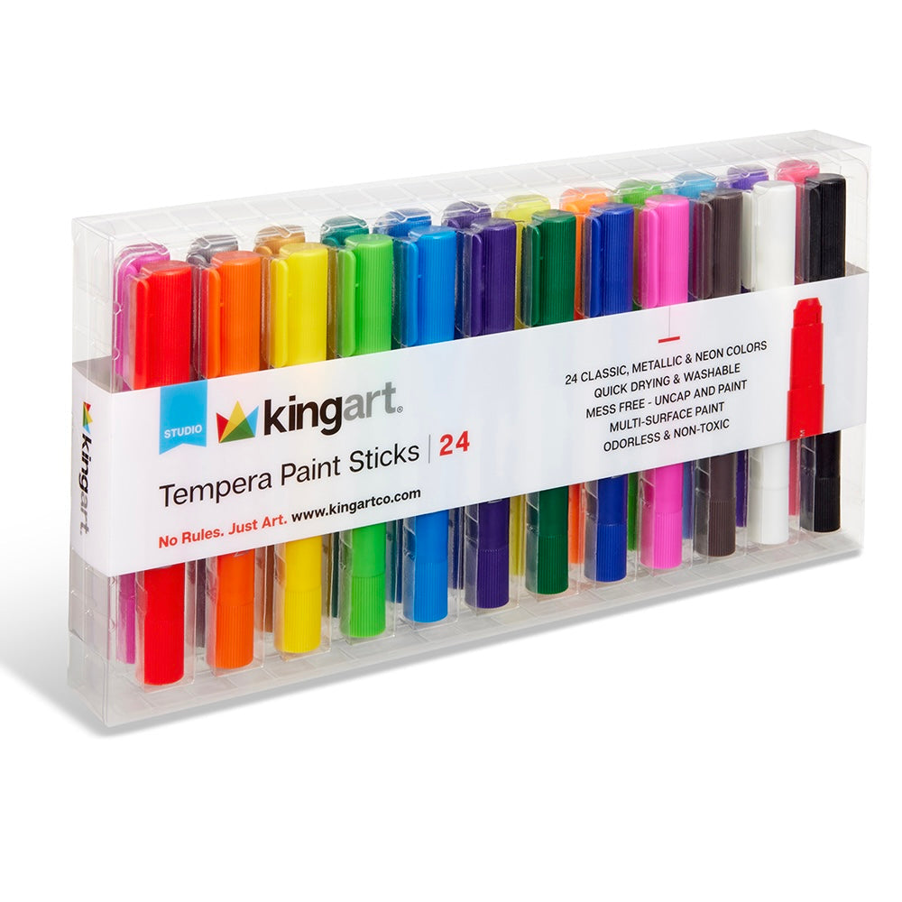 Tempera Paint Thin Sticks, 24 Colors KINGART