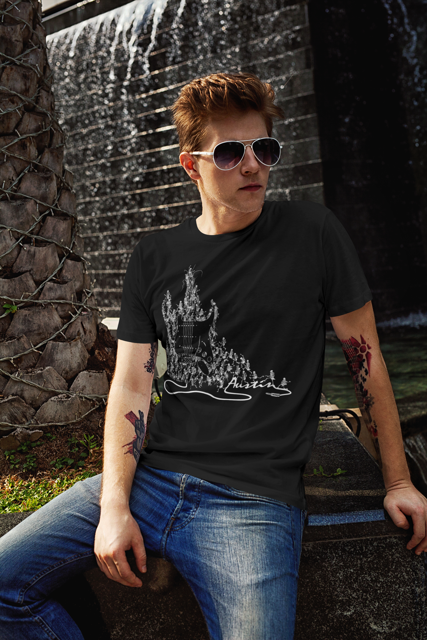 Graphic Austin Skeleton Guitar Design Taboo