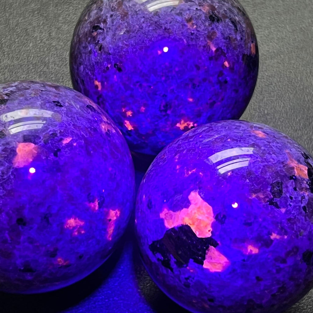 Large Syenite Polished Spheres (UV Reactive) Wholesale Carvings Amazing Crystals