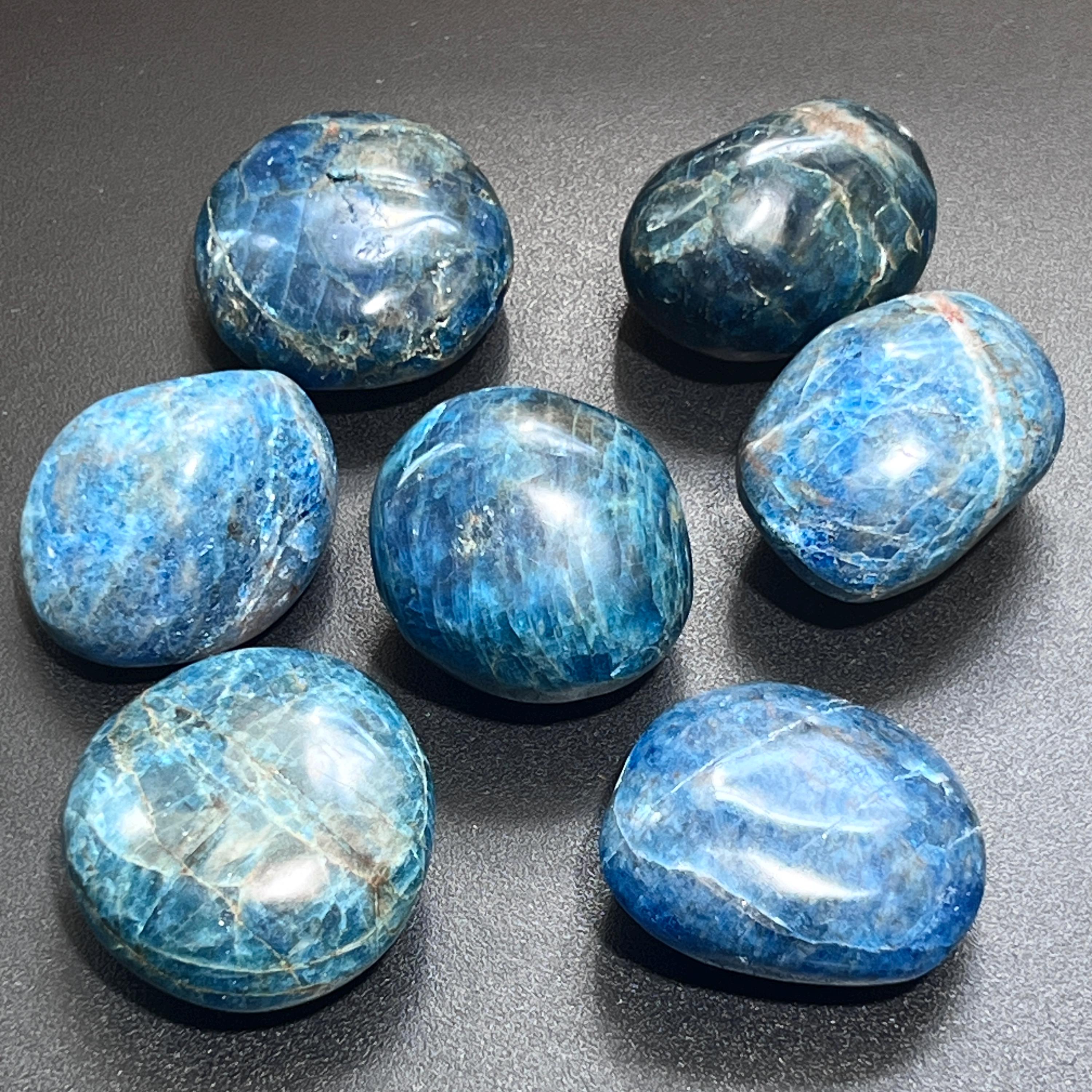 Blue Apatite Large Freeform Palm Stones (2 to 2.5 Inches) Polished Carving Gemstones Amazing Crystals