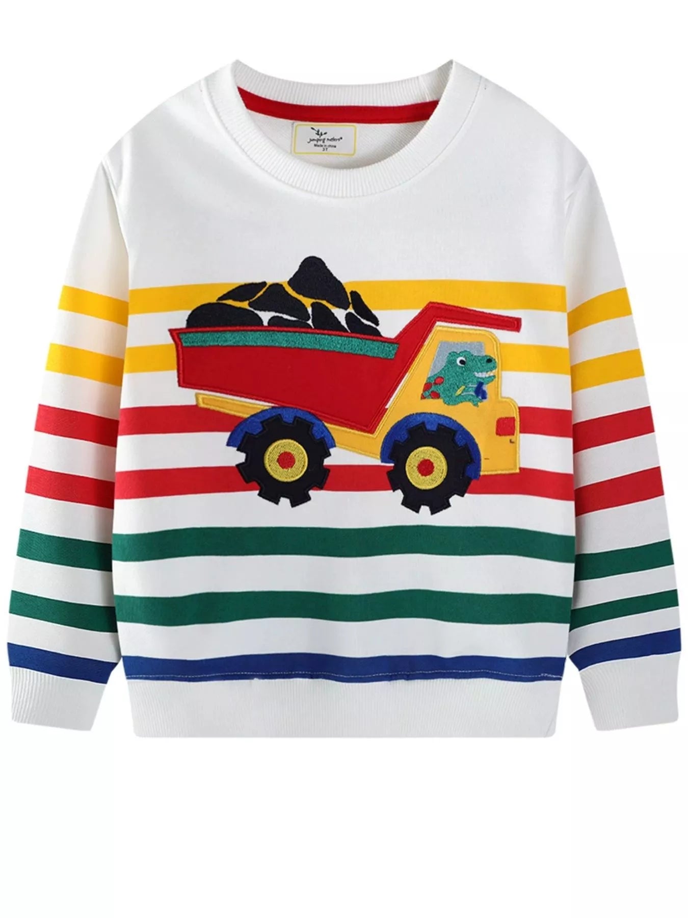 Toddler Boys Cartoon Truck Striped Sweatshirt NicholesGifts