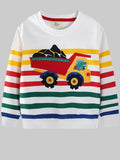 Toddler Boys Cartoon Truck Striped Sweatshirt NicholesGifts