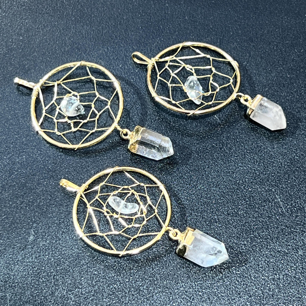 Dreamcatcher Crystal Pendant (Quartz Point)(Gold Plated) Amazing Crystals
